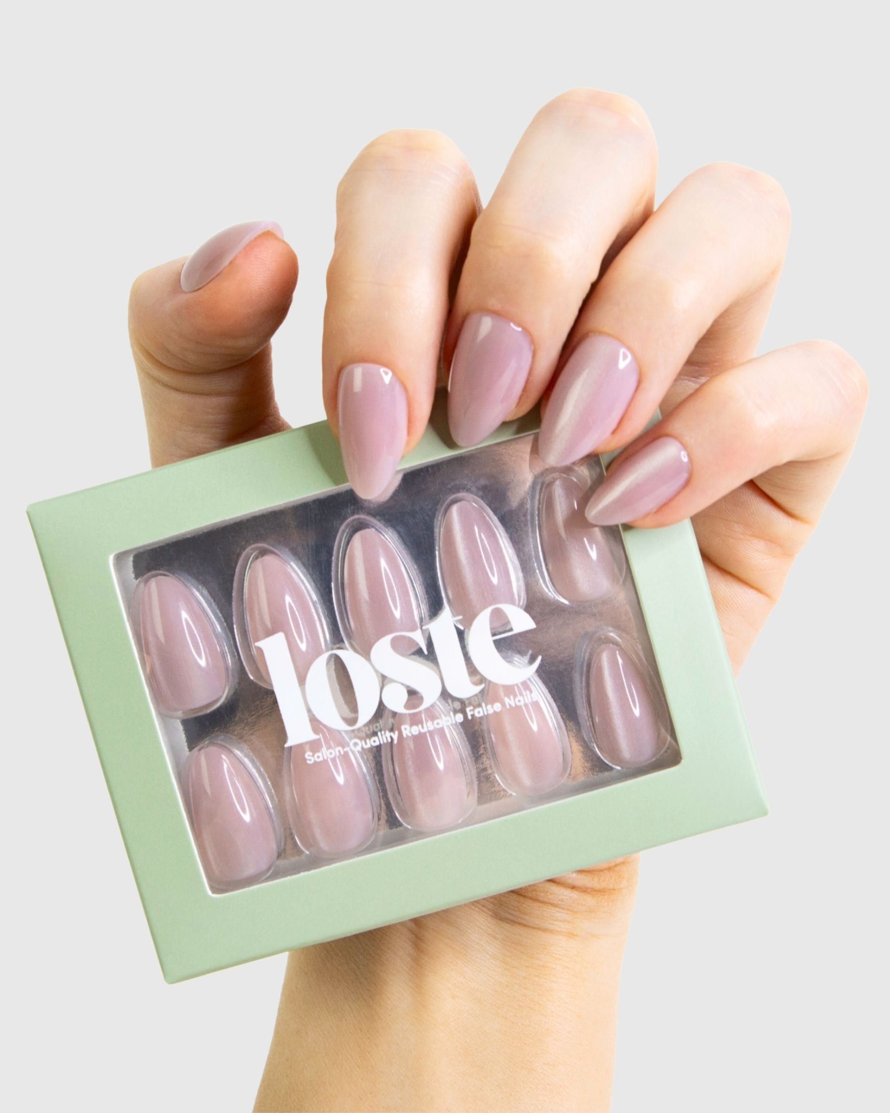 Loste press-on nails purple cat-eye