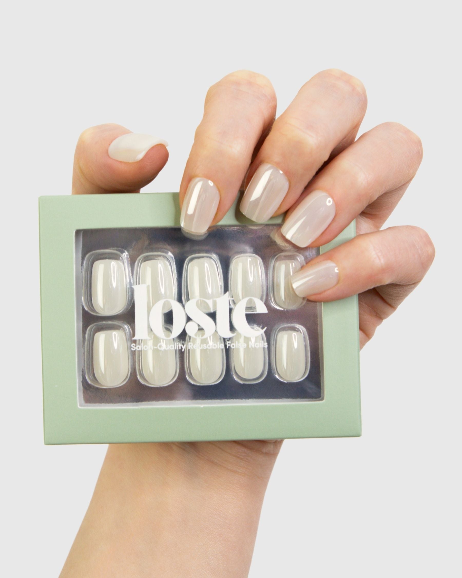 Loste press-on nails short square chrome
