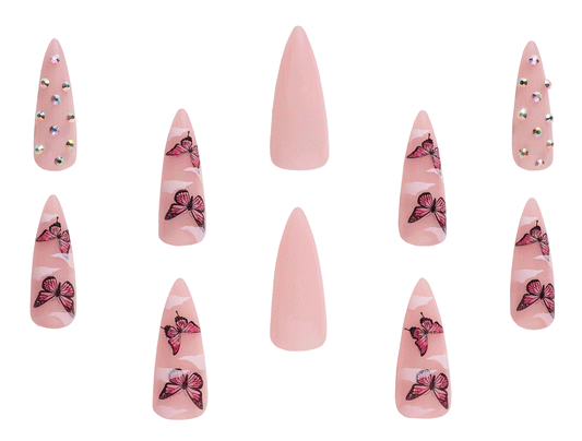 Amazon.com: Hot Pink French Tip Cute Press on Nails Medium Acrylic Nails  Almond Glossy Nude Stick On Nails 24PCS Gel Glue On Nails Kit for Women and  Girls : Beauty & Personal
