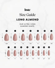 Loste press-on nail size guide long almond